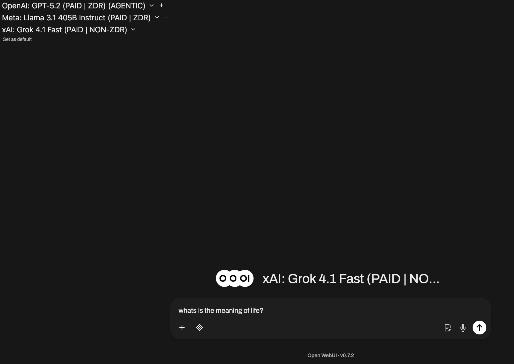 Multiple AI models selected in tabs interface