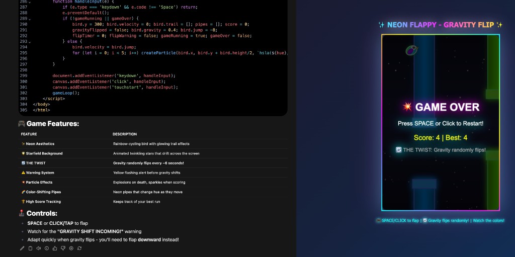 Game over screen showing score and restart option